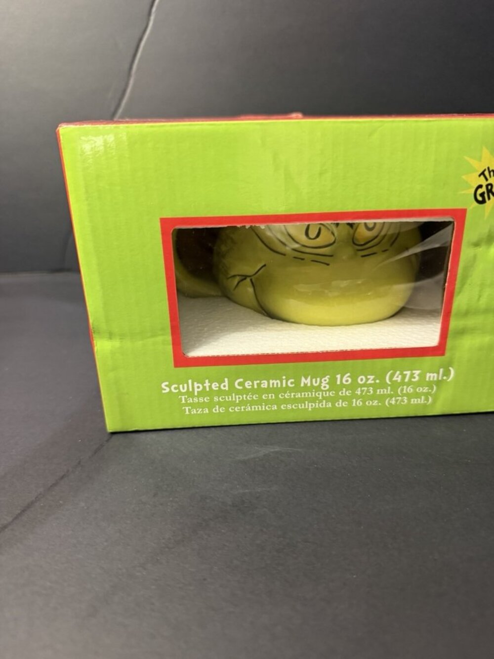 Dr. Seuss Grinchmas The Grinch 3D Sculpted Ceramic 16 oz Mug NWT